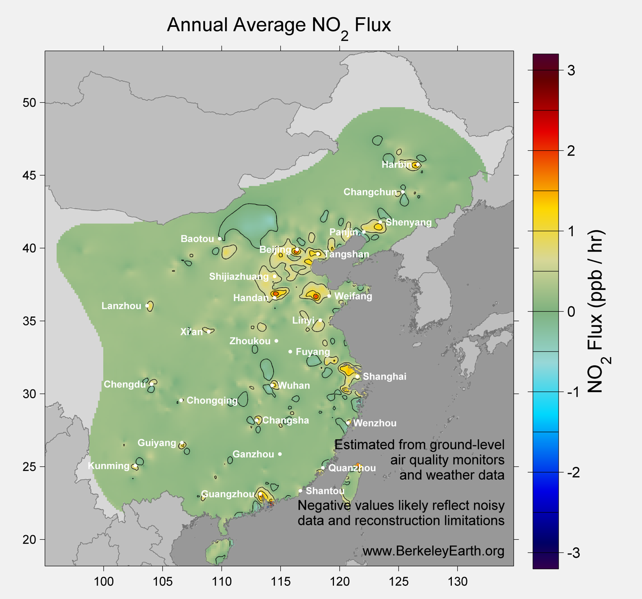China_no2_Average_Flux_Map