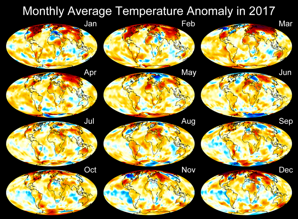 2017 Monthly Temperature Anomaly Maps